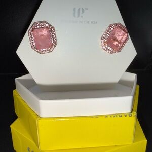 Elegant Pink Stud Earrings bomb party rose quartz.  New in box.  Great gift idea